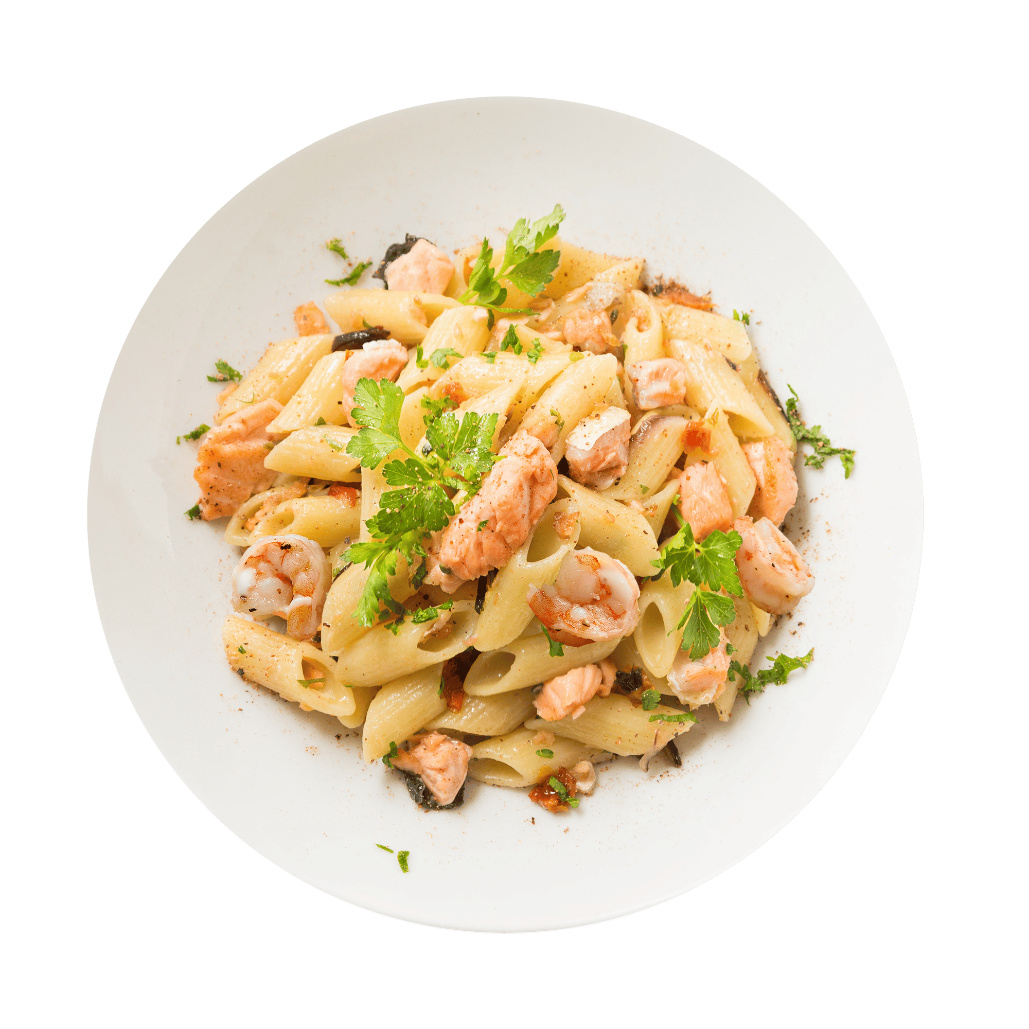 Pennette al Salmone e Gamberi